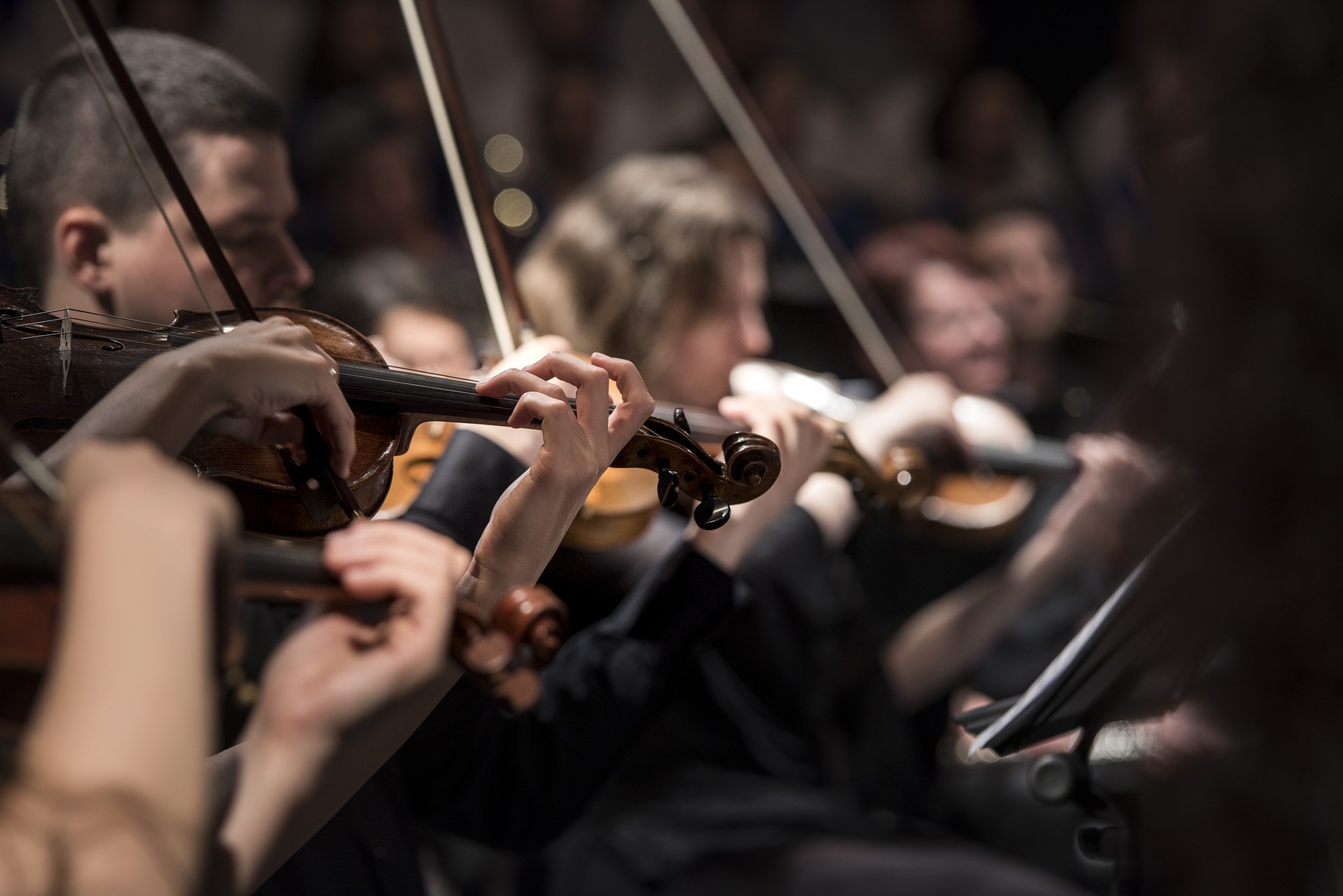 Ein Geigenspieler im Orchester